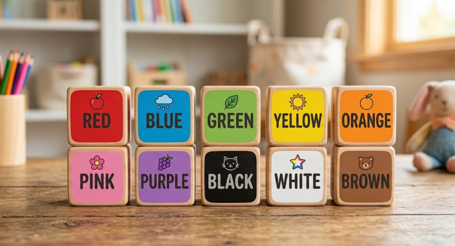 Kolory po angielsku – 从图片读取的单词（英语）：BLUE, GREEN, YELLOW, ORANGE